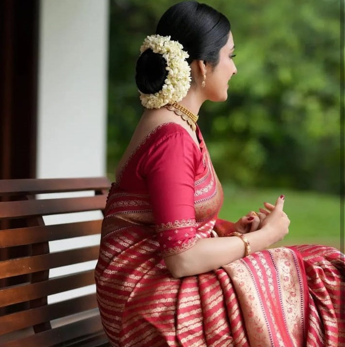 Radiant Aura Banarasi Soft Silk Saree with Gold Zari Weaving – Colour 1