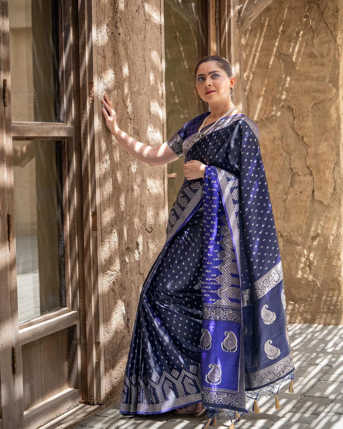 Royal Elegance Banarasi Soft Silk Saree with Intricate Brocade & Gold Zari – Colour 1