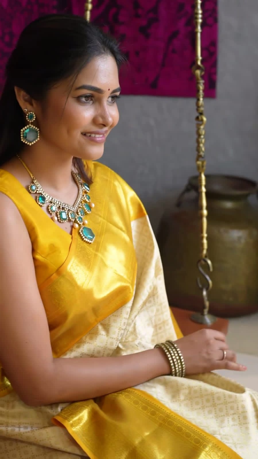 Golden Elegance Banarasi soft silk saree with heavy gold zari