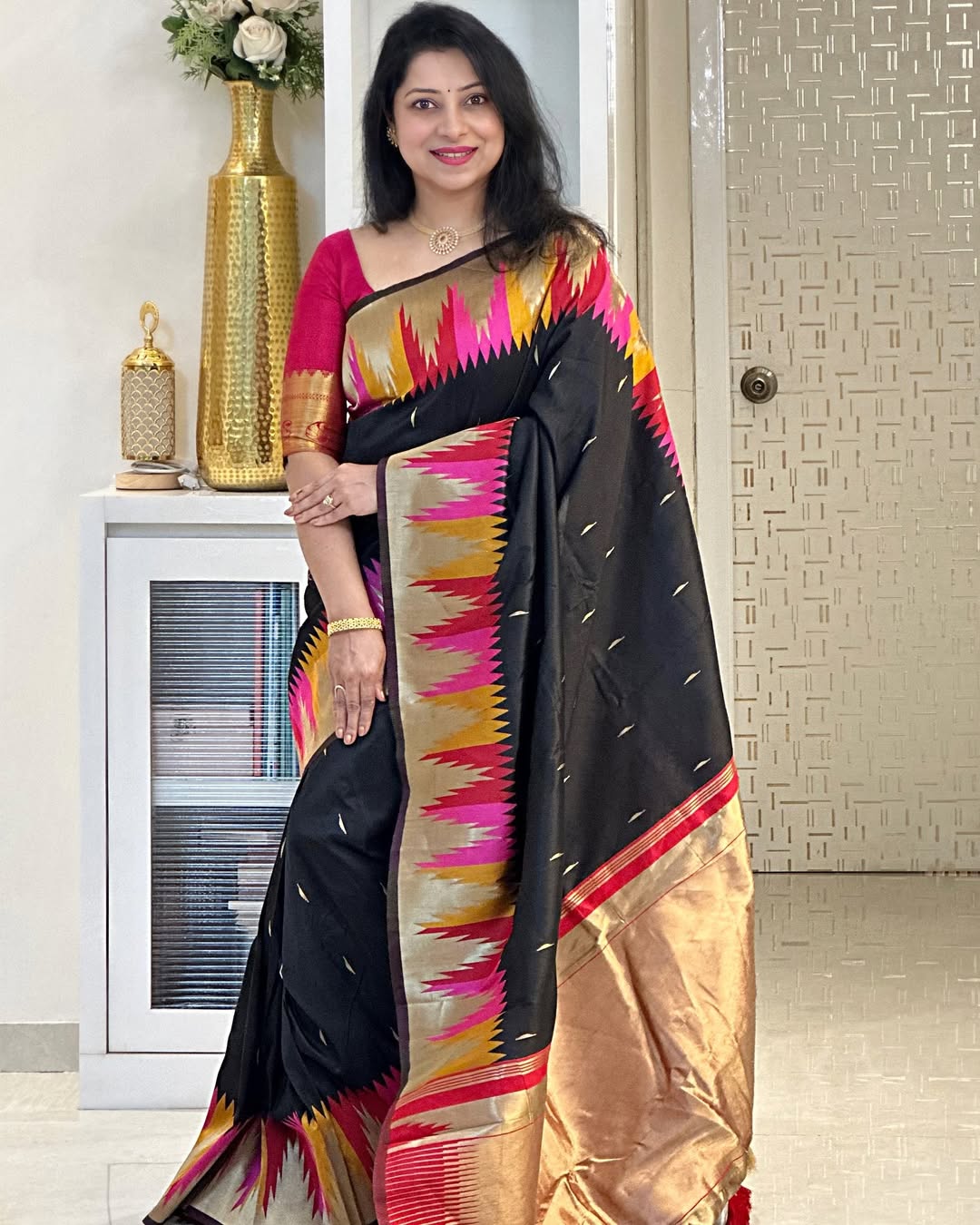 Golden Essence Banarasi Soft Silk Saree with Gold Zari