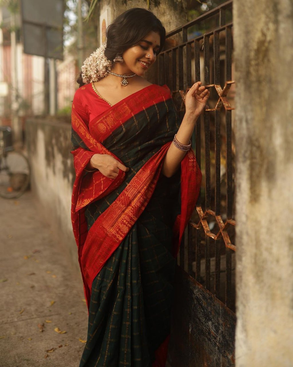 Timeless Grace Banarasi Silk Saree with Copper Zari