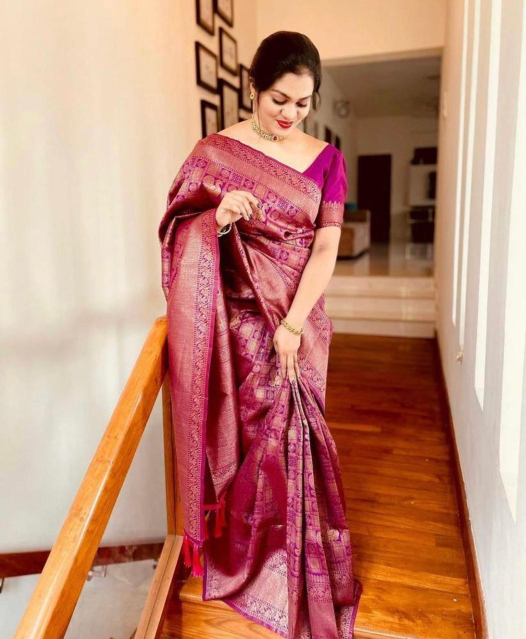 Banarasi Soft Silk Saree with Copper Zari – Shade 1 (570GM)