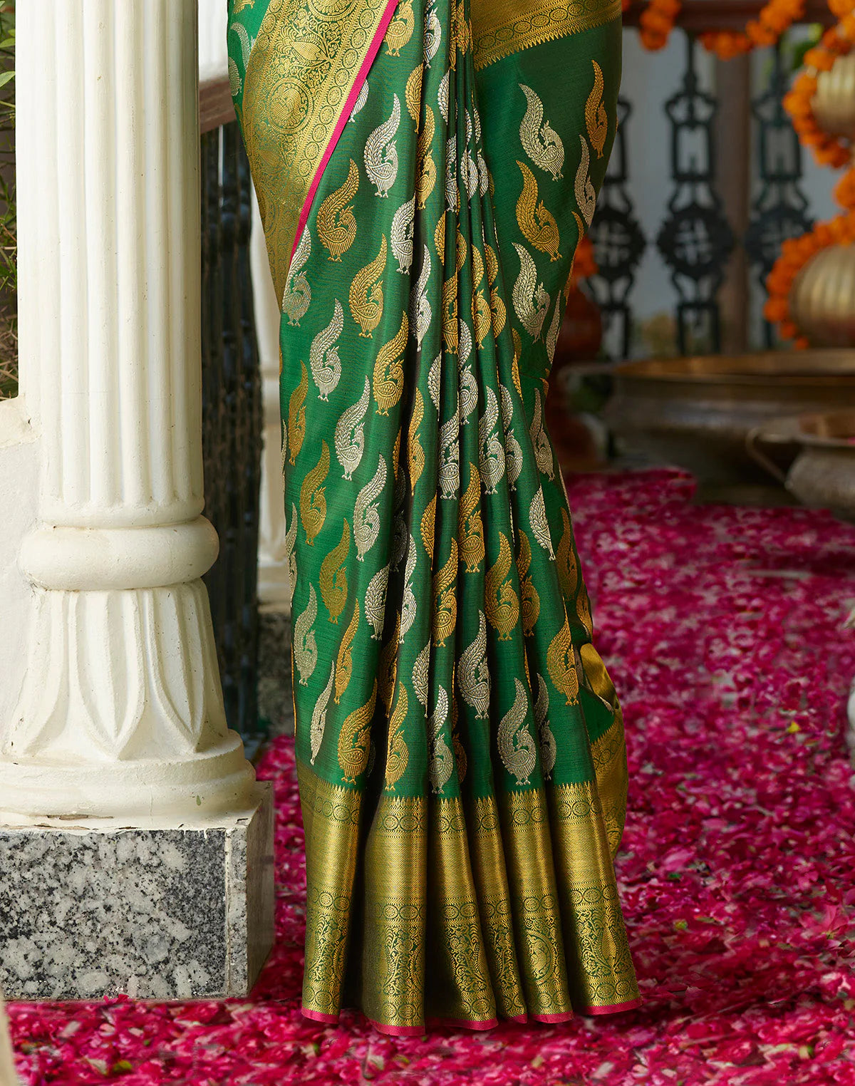 Radiant Harmony Banarasi Soft Silk Saree with Gold & Silver Zari