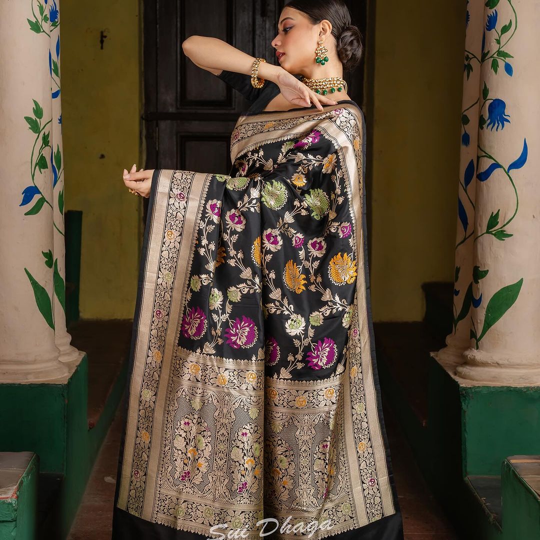 Royal Essence Banarasi Soft Silk Saree Gold Zari