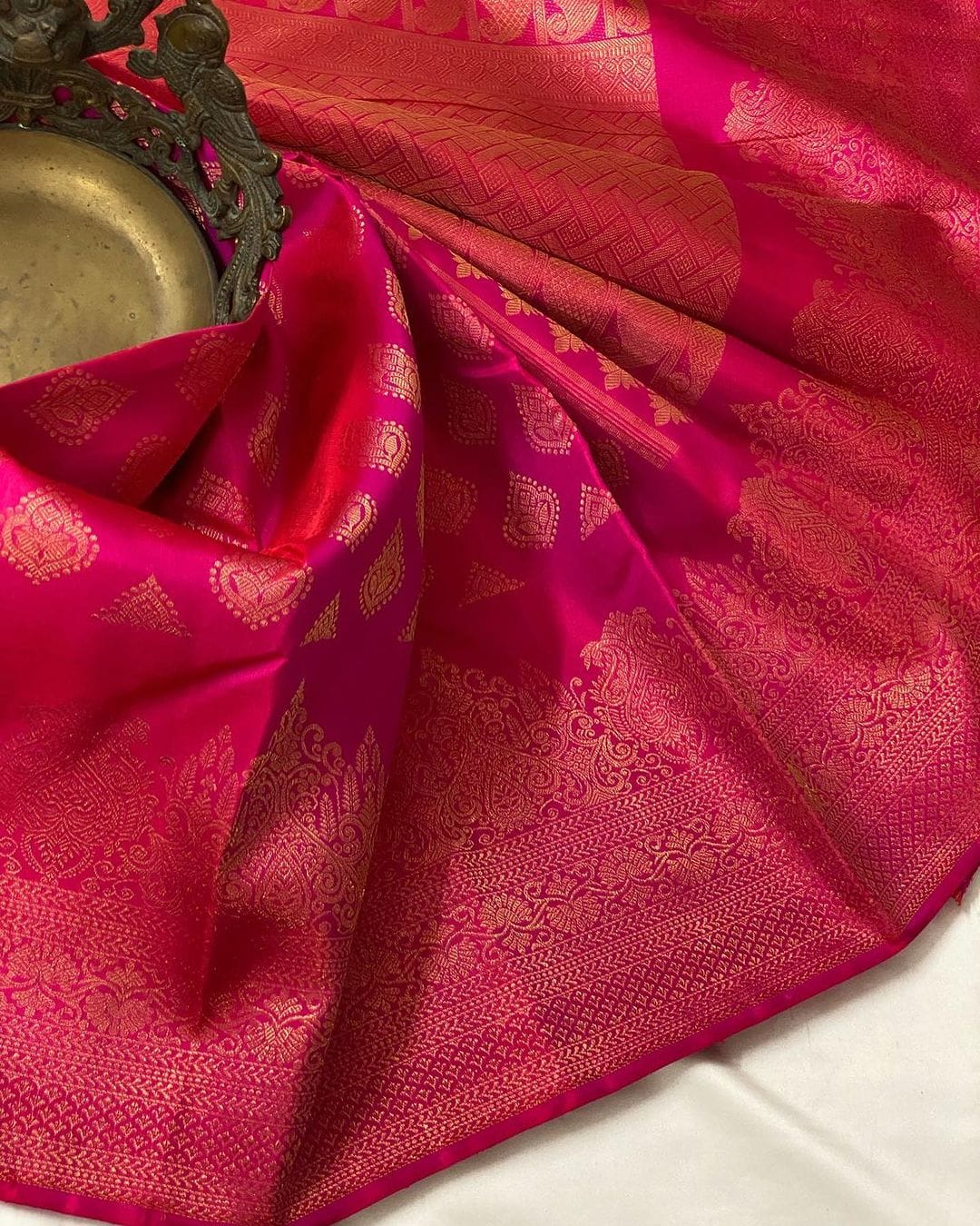 Royal Heritage Banarasi Soft Silk Saree with Copper Zari Weaving – Colour 1