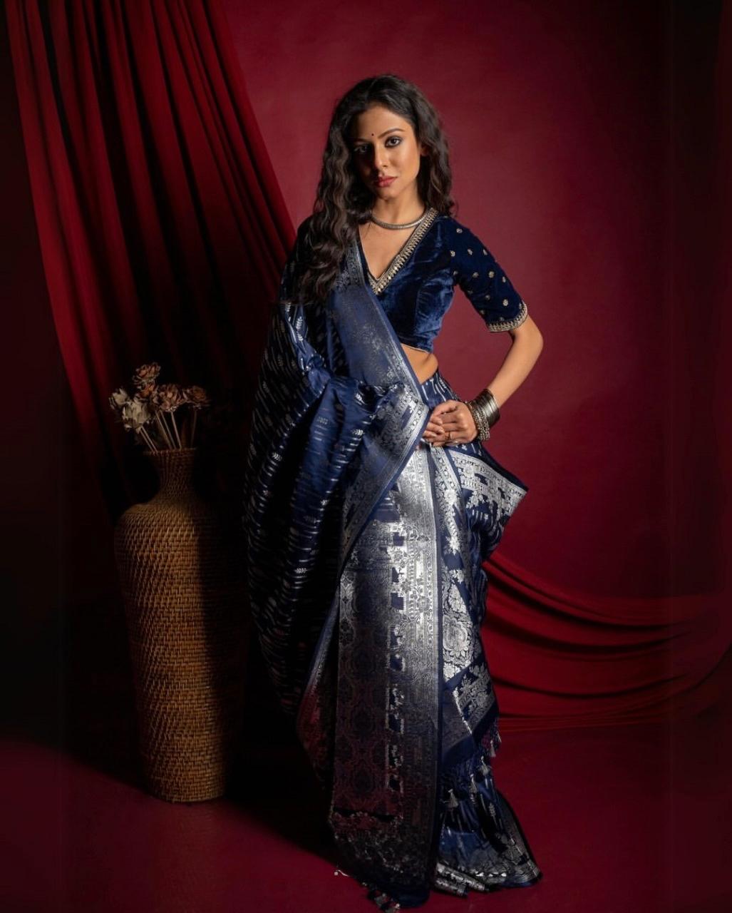 ophisticated Simplicity: Minimalist Soft Silk Banarasi Drape (Shade 1)