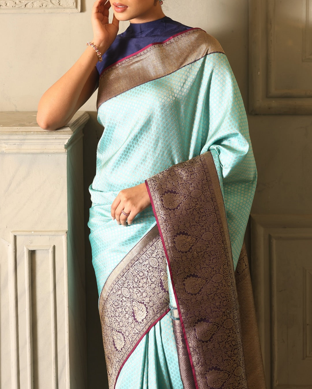 Regal Harmony Banarasi Soft Silk Saree Copper Zari