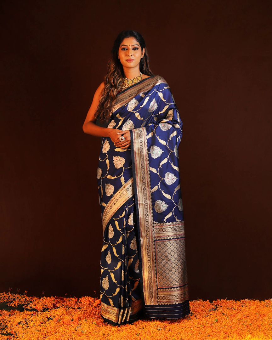 Majestic Legacy Banarasi Soft Silk Saree Gold Zari