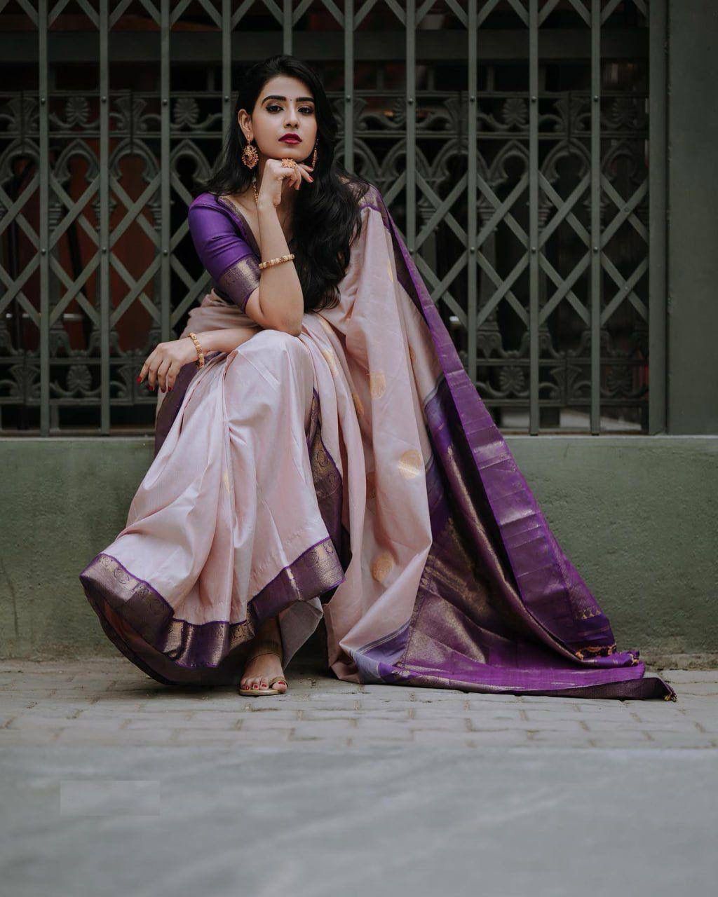 Regal Radiance Banarasi Soft Silk Saree with Gold Zari Weaving – Colour 1