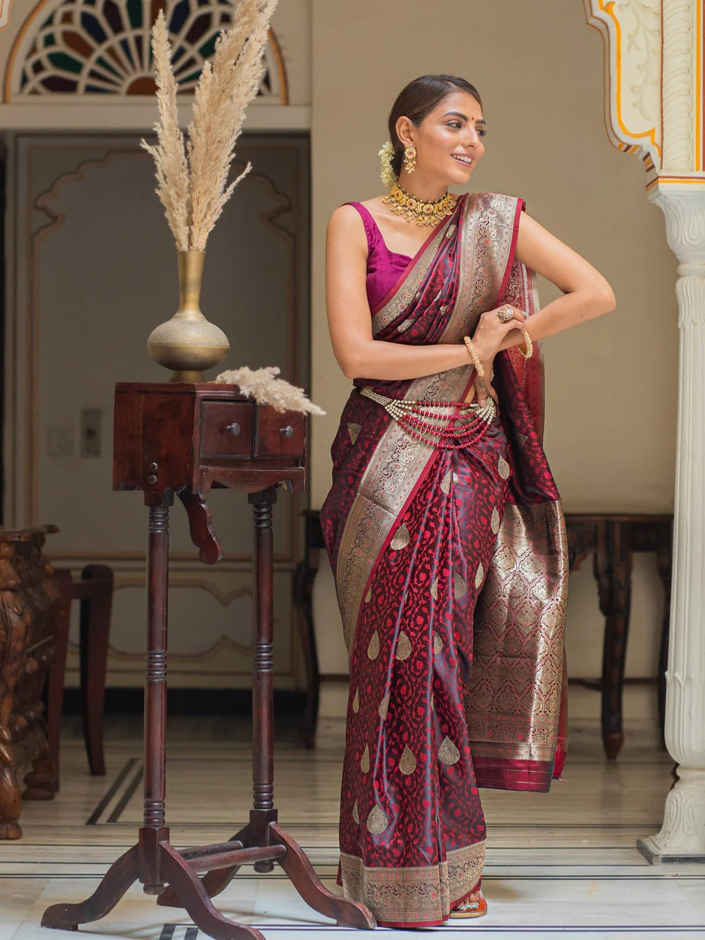 Divine Heritage Banarasi Soft Silk Saree Gold Silver Zari