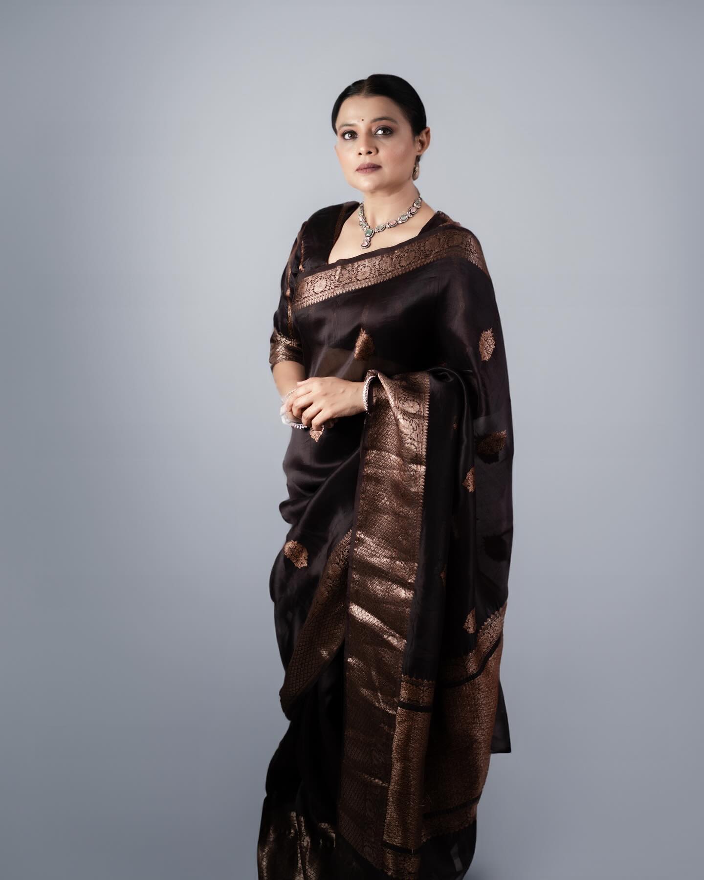 Banarasi Soft Silk Saree with Heavy Brocade & Copper Zari – Colour 1