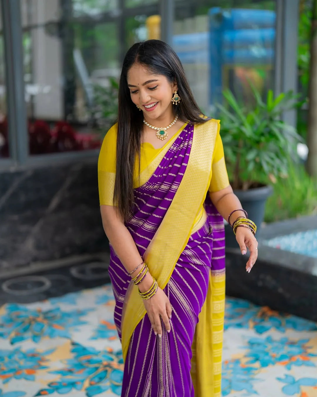 Golden Grace Banarasi Soft Silk Saree Gold Zari
