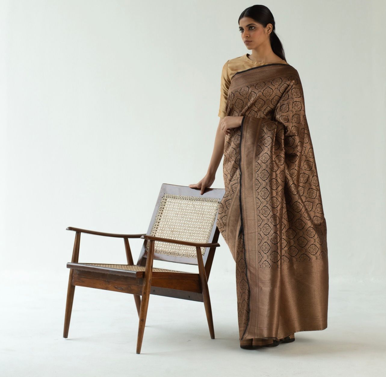 Copper Charm Banarasi Soft Silk Saree