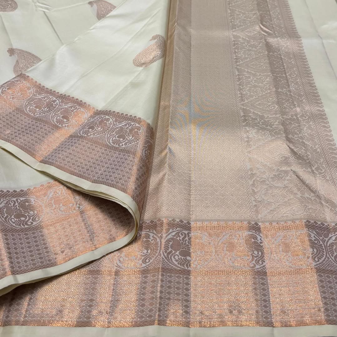 Eternal Grace Banarasi Soft Silk Saree with Copper Zari Weaving – Colour 2