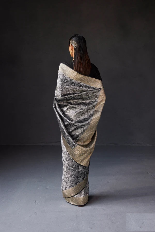 Ethereal Charm Banarasi Soft Silk Saree with Gold Zari