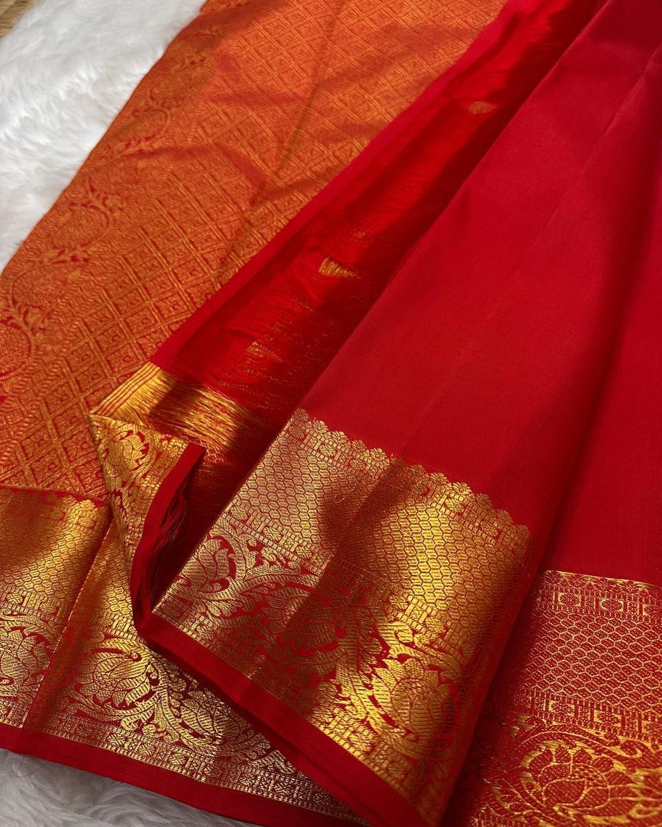 Serene Charm Banarasi Soft Silk Saree with Gold Zari Weaving