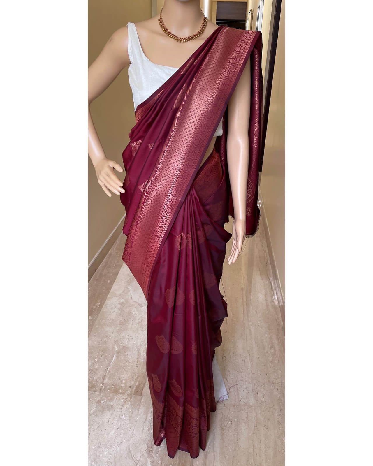 Banarasi Soft Silk Saree with Heavy Brocade & Copper Zari Weaving – Shade 5