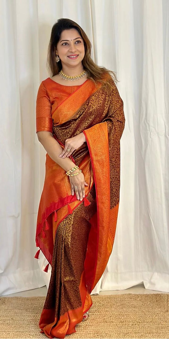 Luxurious Banarasi Silk Saree with Gold Zari – Elegant Wedding Collection