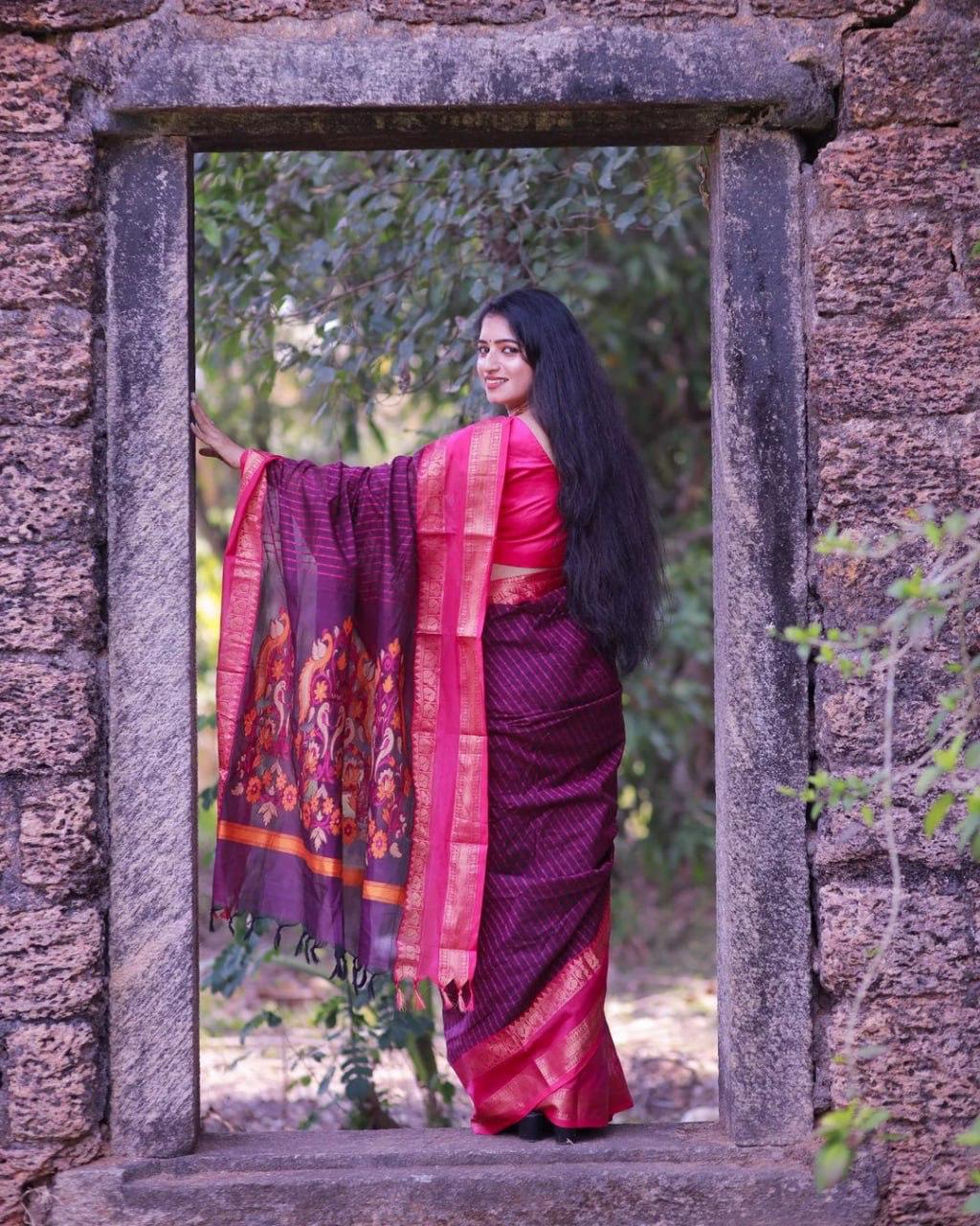 Majestic Glow Banarasi Soft Silk Saree with Gold Zari