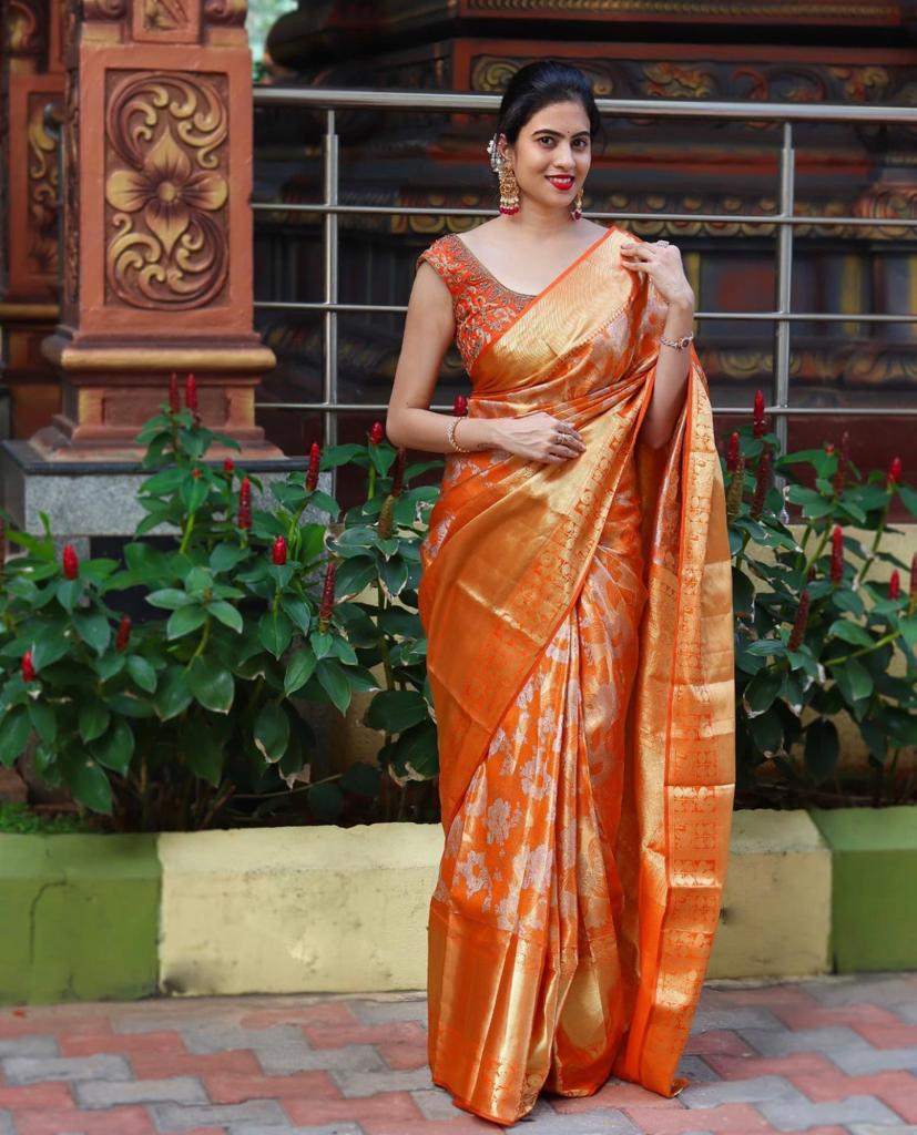 Banarasi Soft Silk Saree with Traditional Zari Motifs & Jacquard Weave