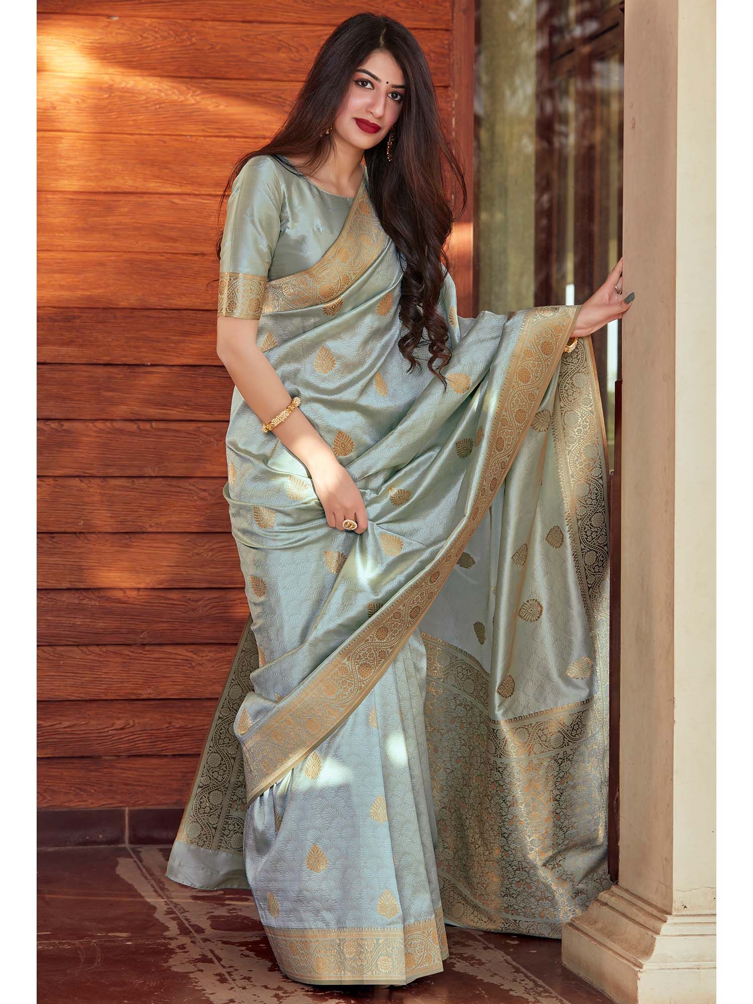 Banarasi Soft Silk Saree with Heavy Brocade & Gold Zari – Colour 1