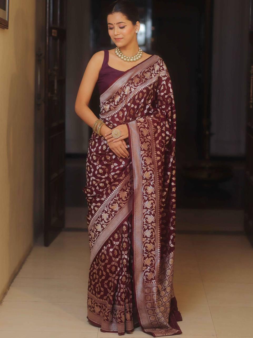 Royal Radiance Banarasi Soft Silk Saree with Gold & Silver Zari Weaving – Colour 4