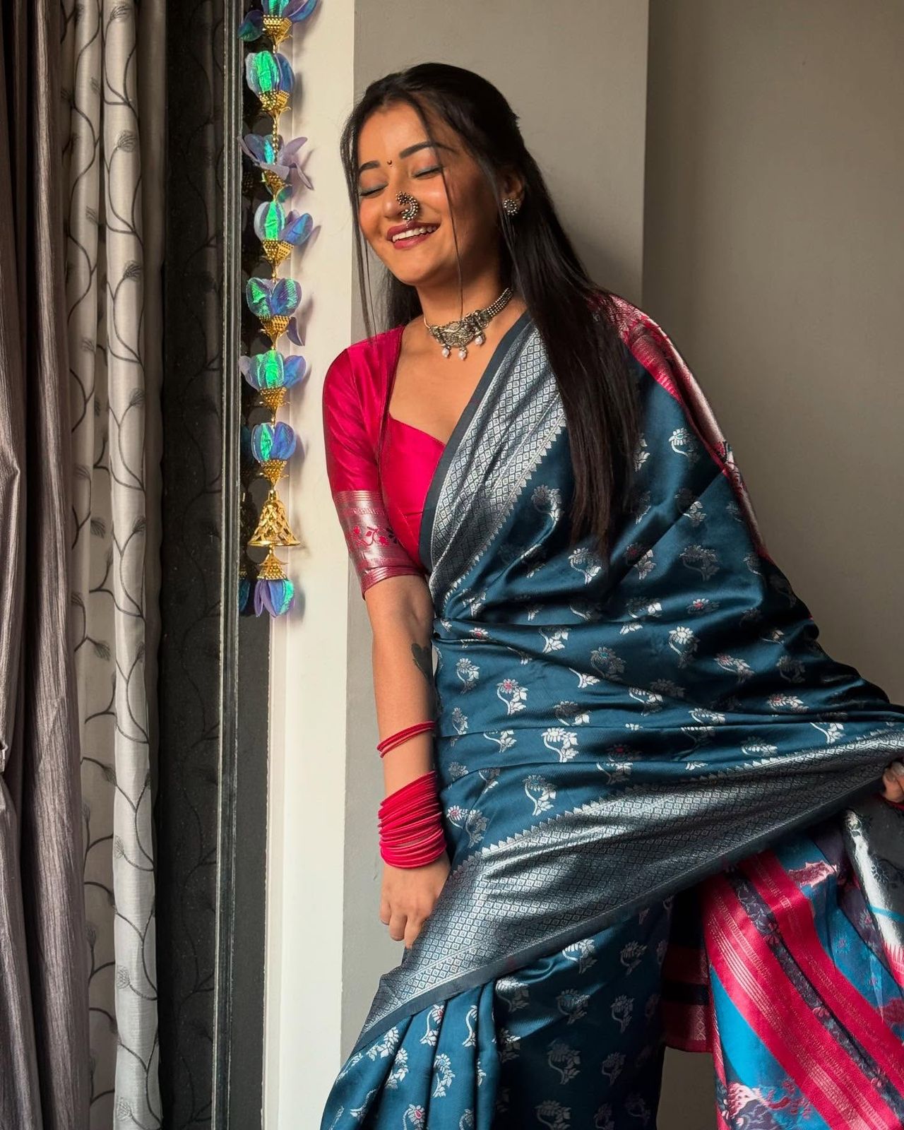Silver Symphony Banarasi Soft Silk Saree with Silver Zari Weaving – Colour 1