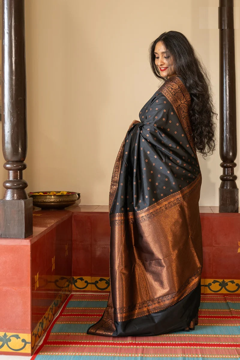 Weave Classic Banarasi Soft Silk Saree with Copper Zari – Colour 1