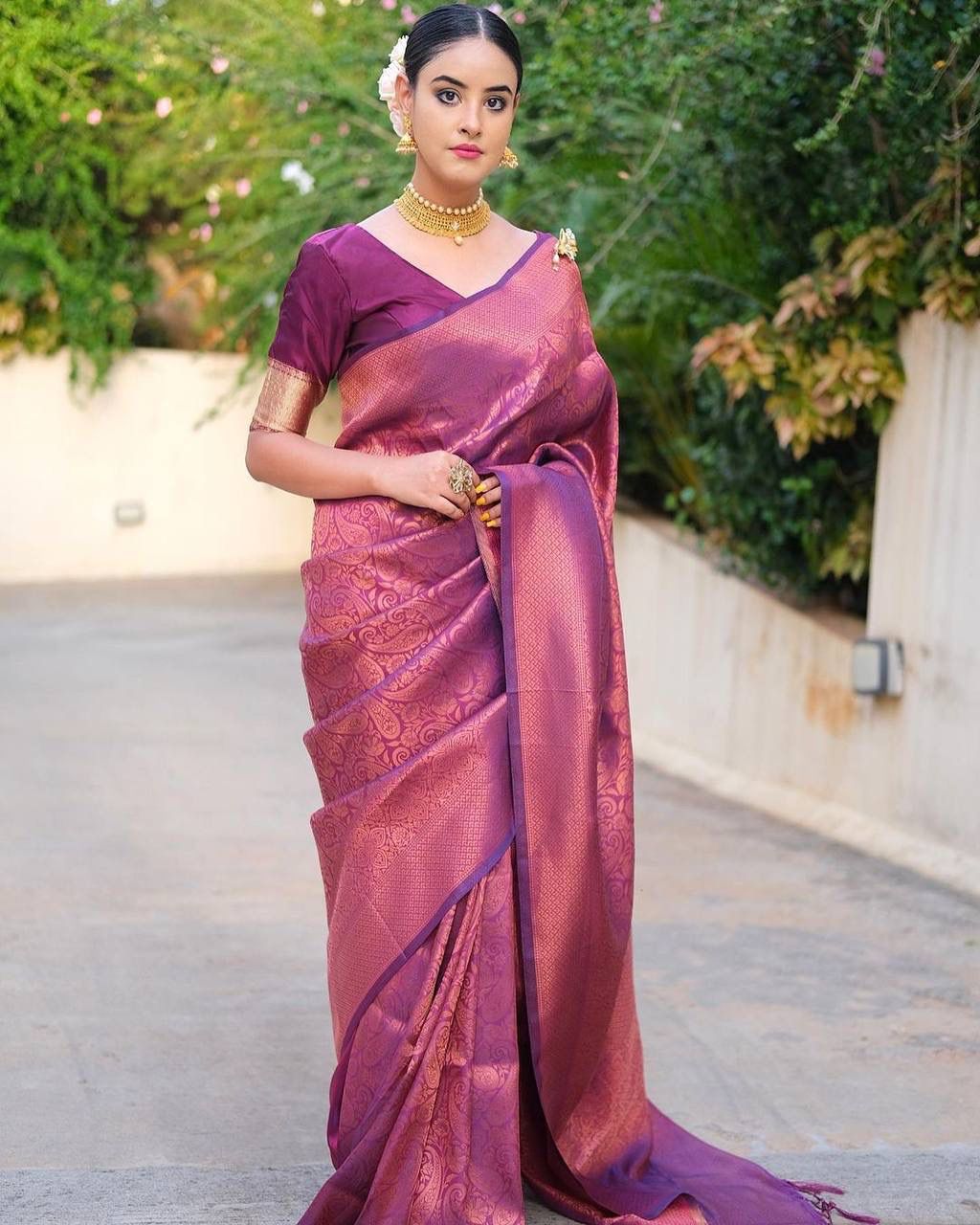 Banarasi Soft Silk Saree with Copper Zari – Shade 1 (545GM)