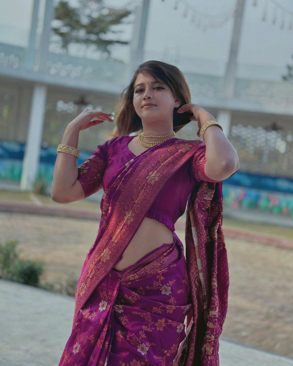 Majestic Charm Banarasi Silk Saree with Copper Zari