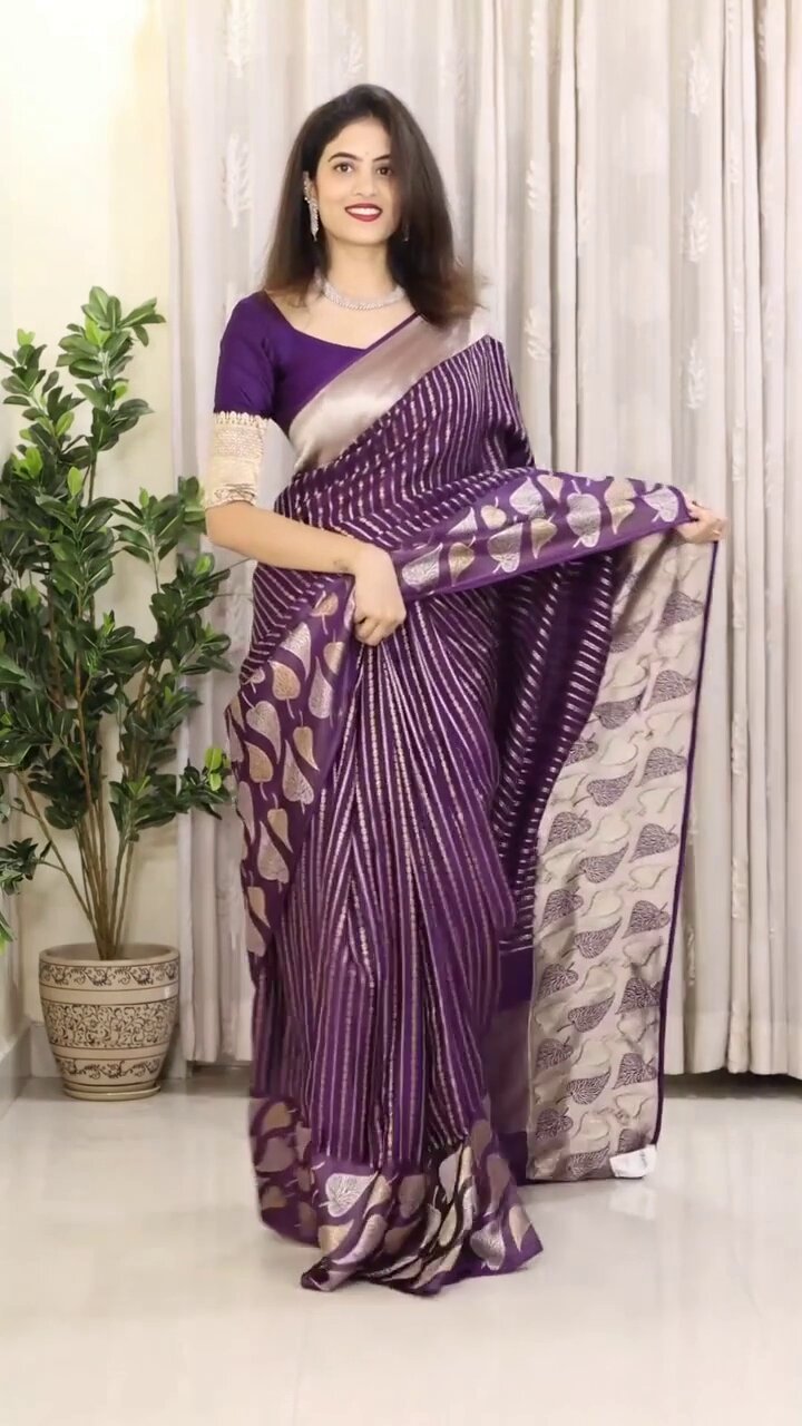 Ethereal Charm Banarasi Soft Silk Saree with Gold & Silver Zari