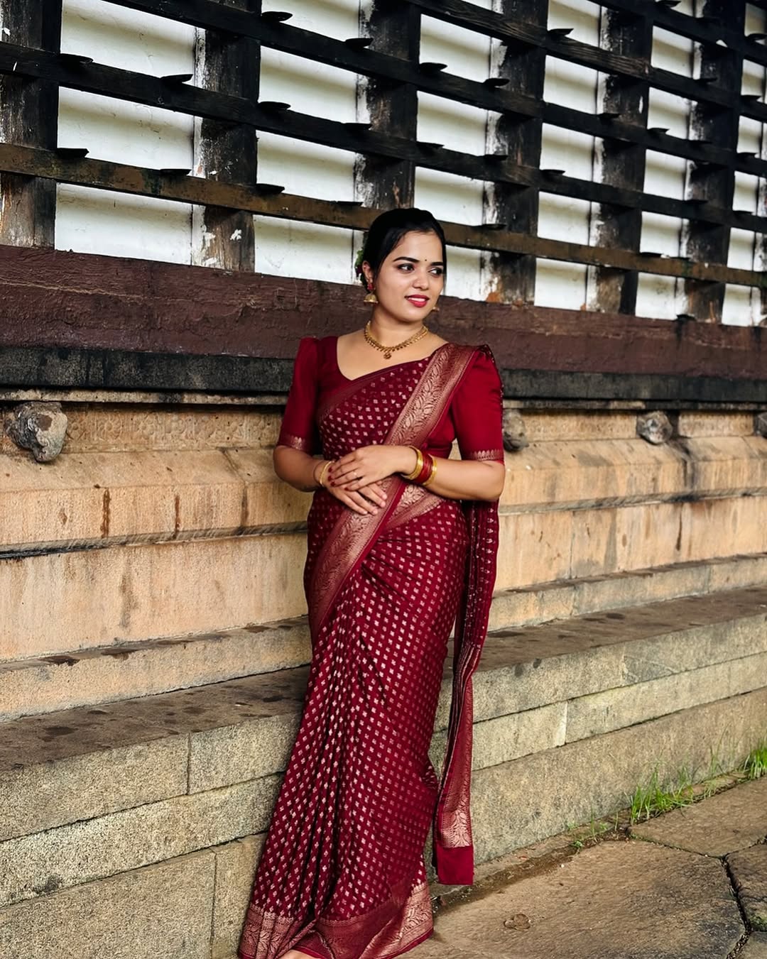 Golden Symphony Banarasi Soft Silk Saree with Gold Zari Weaving – Colour 1