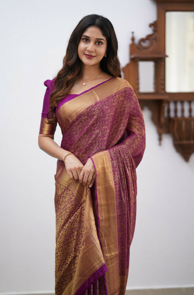 Banarasi Soft Silk Saree | Exquisite Weaving & Elegant Color Combination | Shade 5 | 550GM