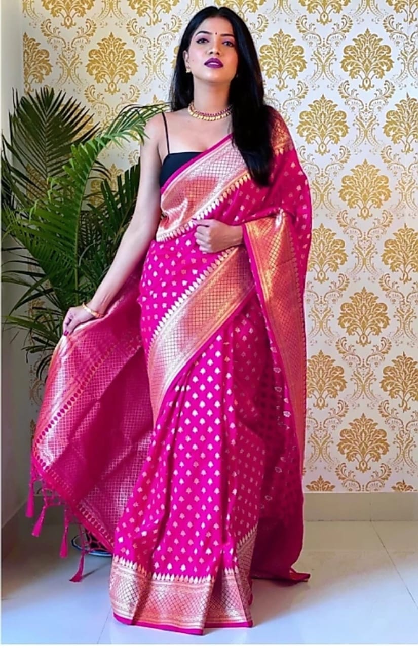 Banarasi Soft Silk Saree with Gold Zari – Shade 3 (555GM)