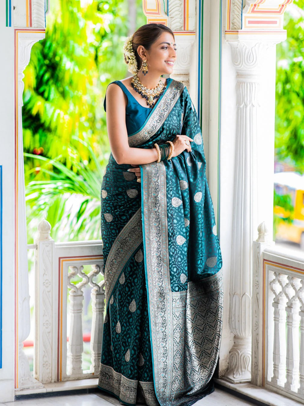 Divine Heritage Banarasi Soft Silk Saree Gold Silver Zari