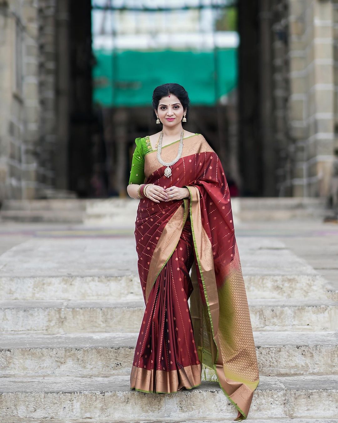 Golden Aura Banarasi Soft Silk Saree with Gold Zari Weaving – Colour 1
