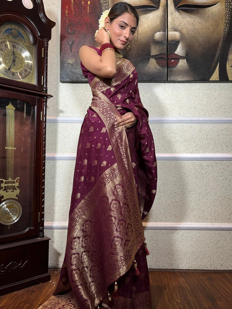 Banarasi Soft Silk Saree with Heavy Brocade & Gold Zari – Colour 5