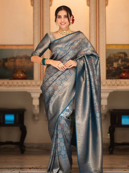 Elegant Harmony Banarasi Soft Silk Saree with Gold Zari – Colour 5