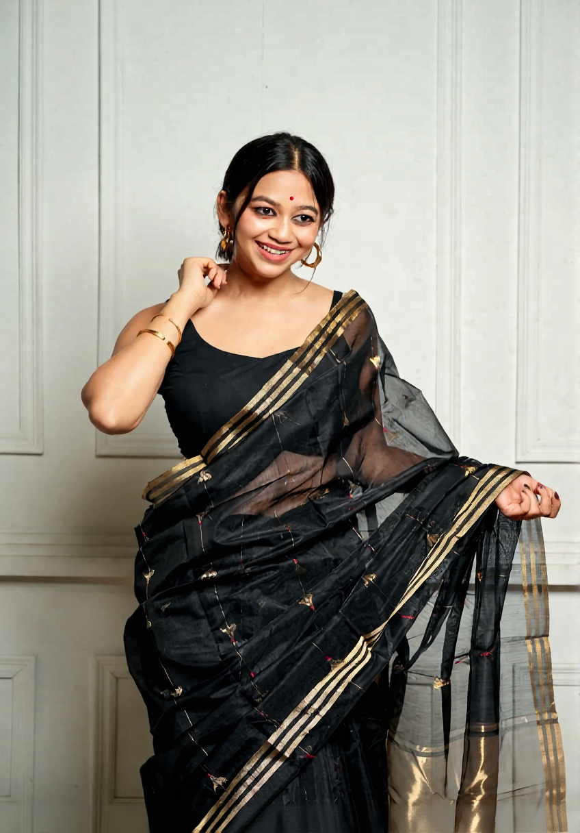 Celestial Bloom Soft Linen Cotton Silk Saree with Rich Jacquard Weaving – Colour 4