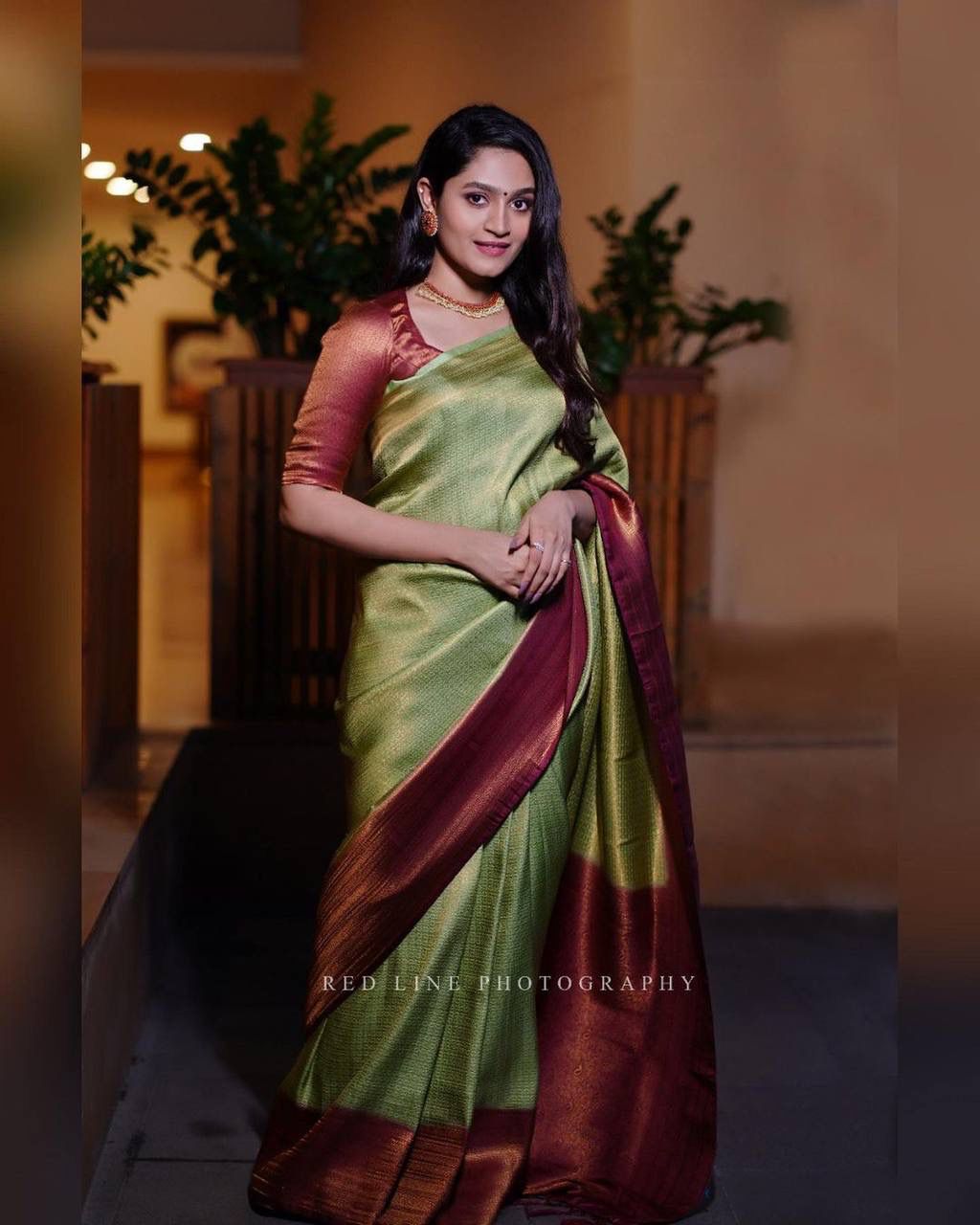 Fuchsia Banarasi Katan Silk Saree with Copper Zari Floral Weave