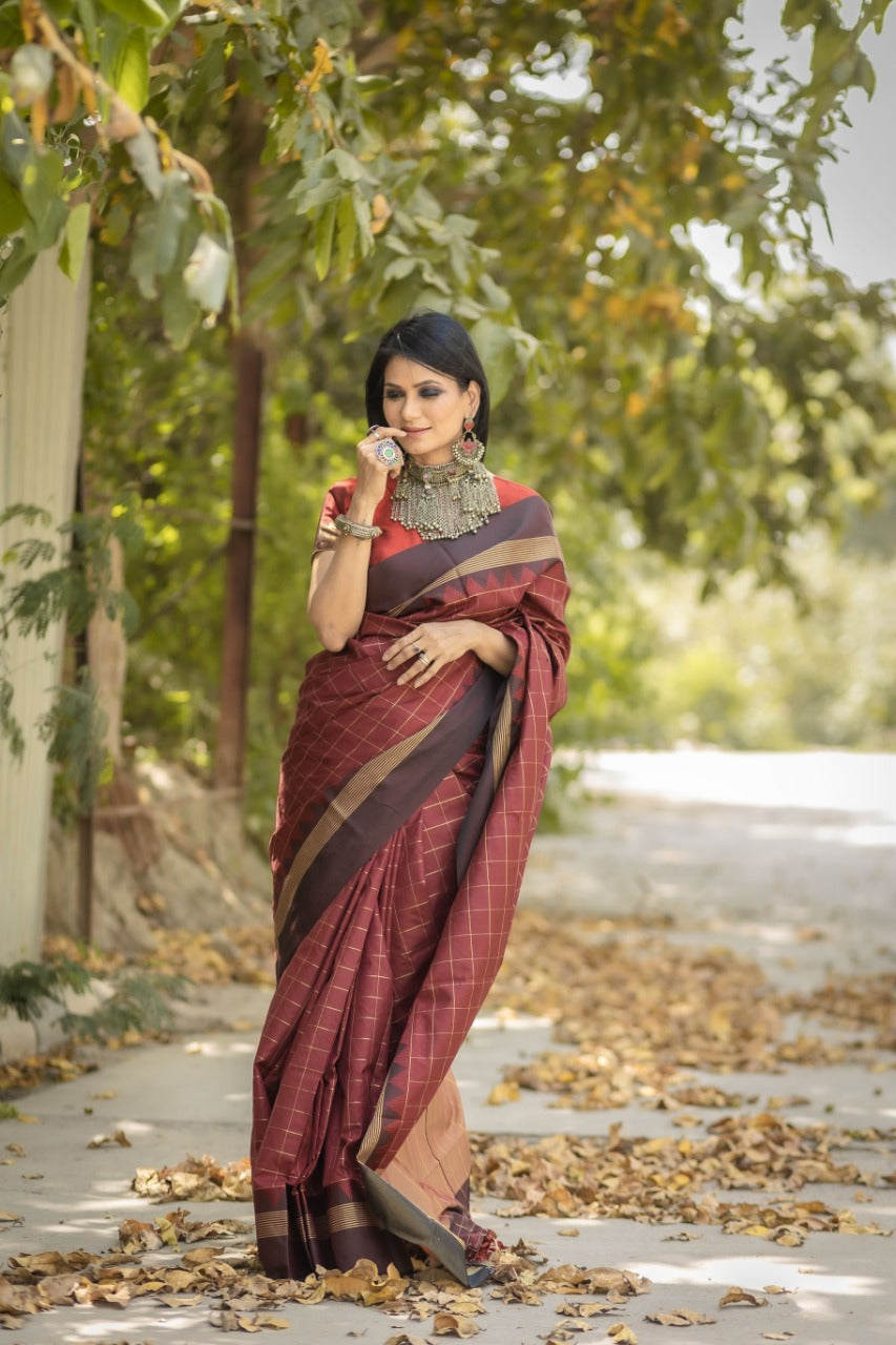 Celestial Banarasi Soft Silk saree collection with a fluid drape and fine zari weaving; available in seven majestic colors, offering a spectrum of luxurious hues for grand occasions.