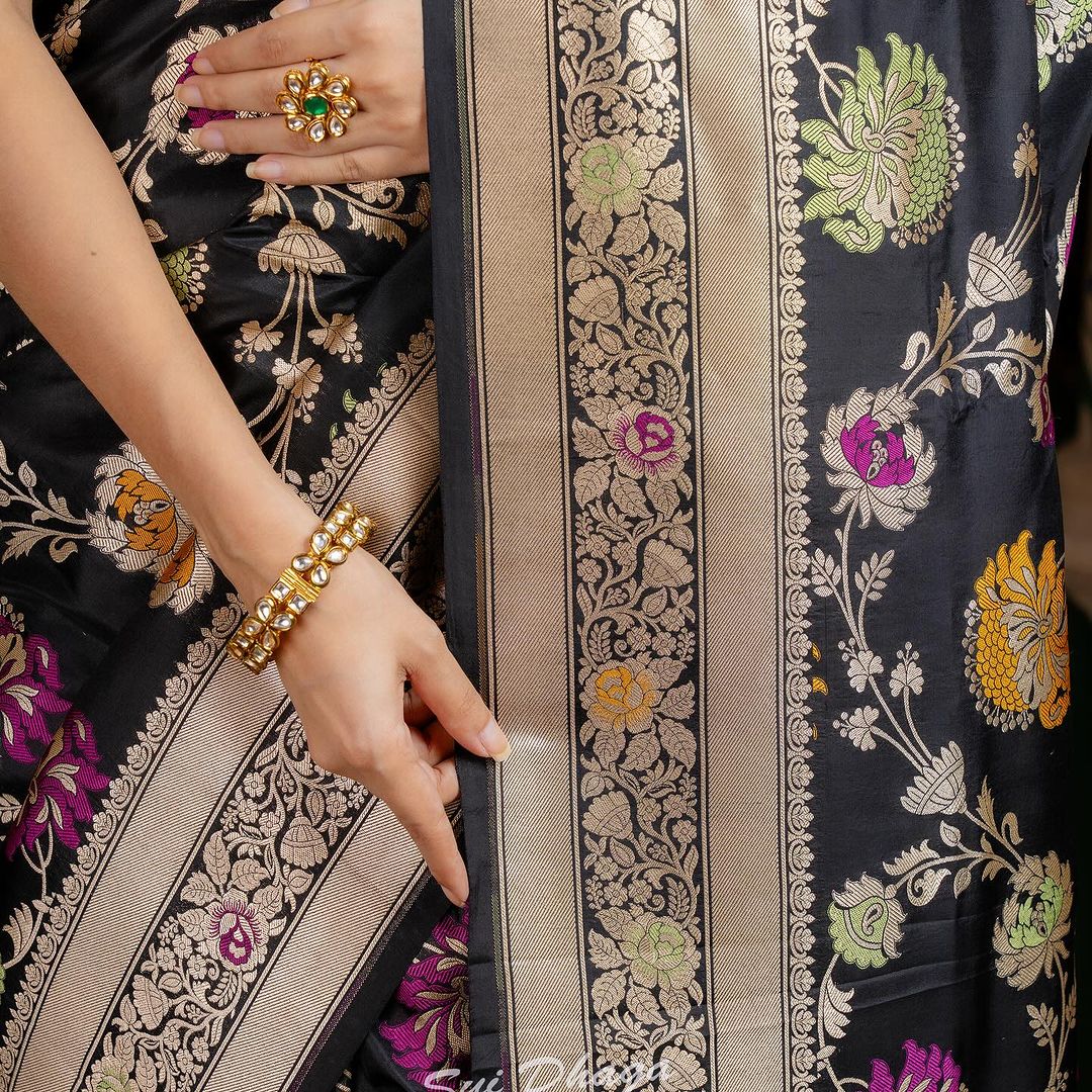 Royal Essence Banarasi Soft Silk Saree Gold Zari