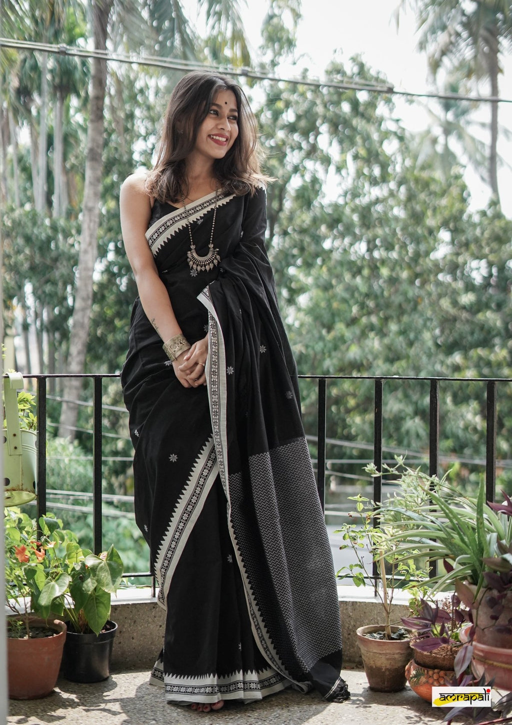 Soft Linen Cotton Silk Saree with Full-Body Weaving & Jaquard Border – Colour 1