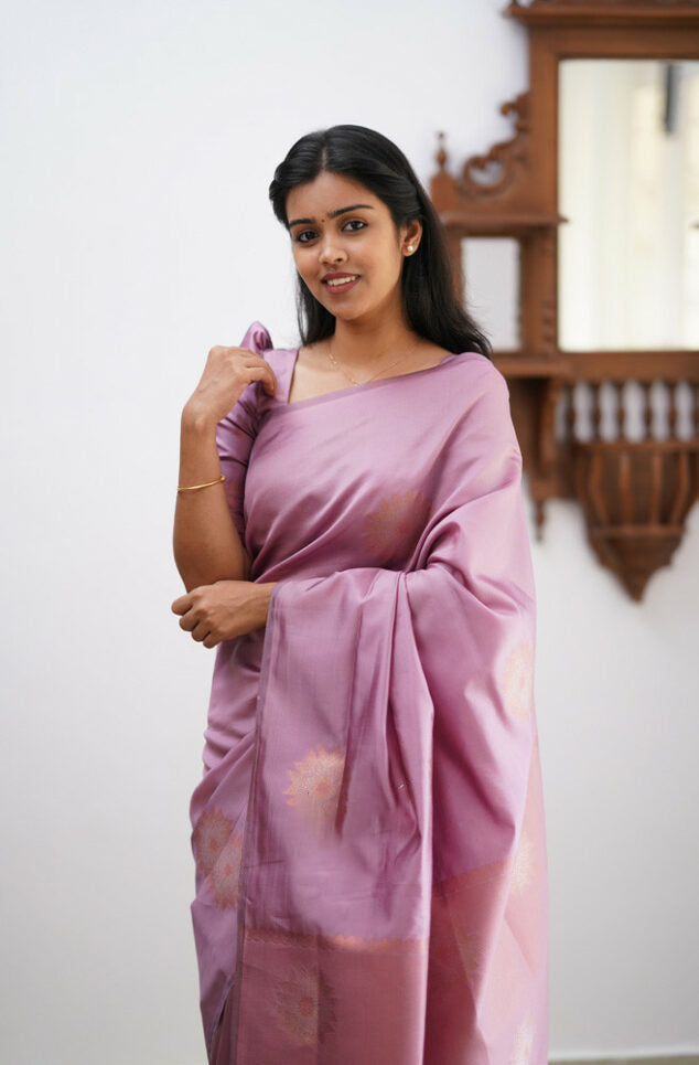 Banarasi Soft Silk Saree with Copper Zari Weaving | Elegant Lustrous Finish | Shade 4 | 420GM