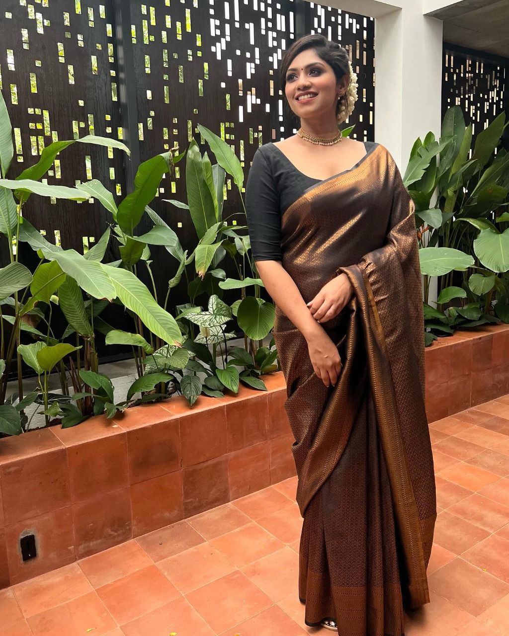 Eco Elegance Banarasi Soft Silk Saree with Copper Zari Weaving – Colour 1