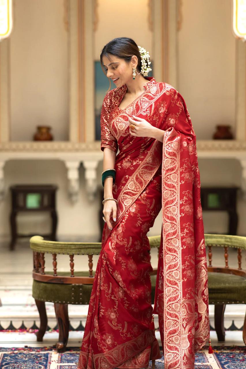 Royal Banarasi Soft Silk Saree with Gold Zari Brocade