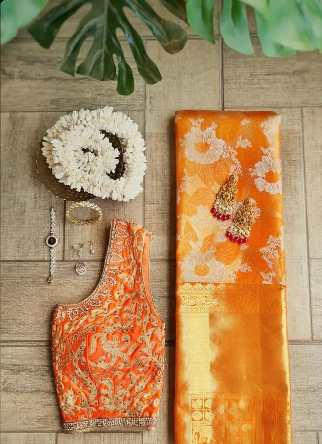 Banarasi Soft Silk Saree with Traditional Zari Motifs & Jacquard Weave