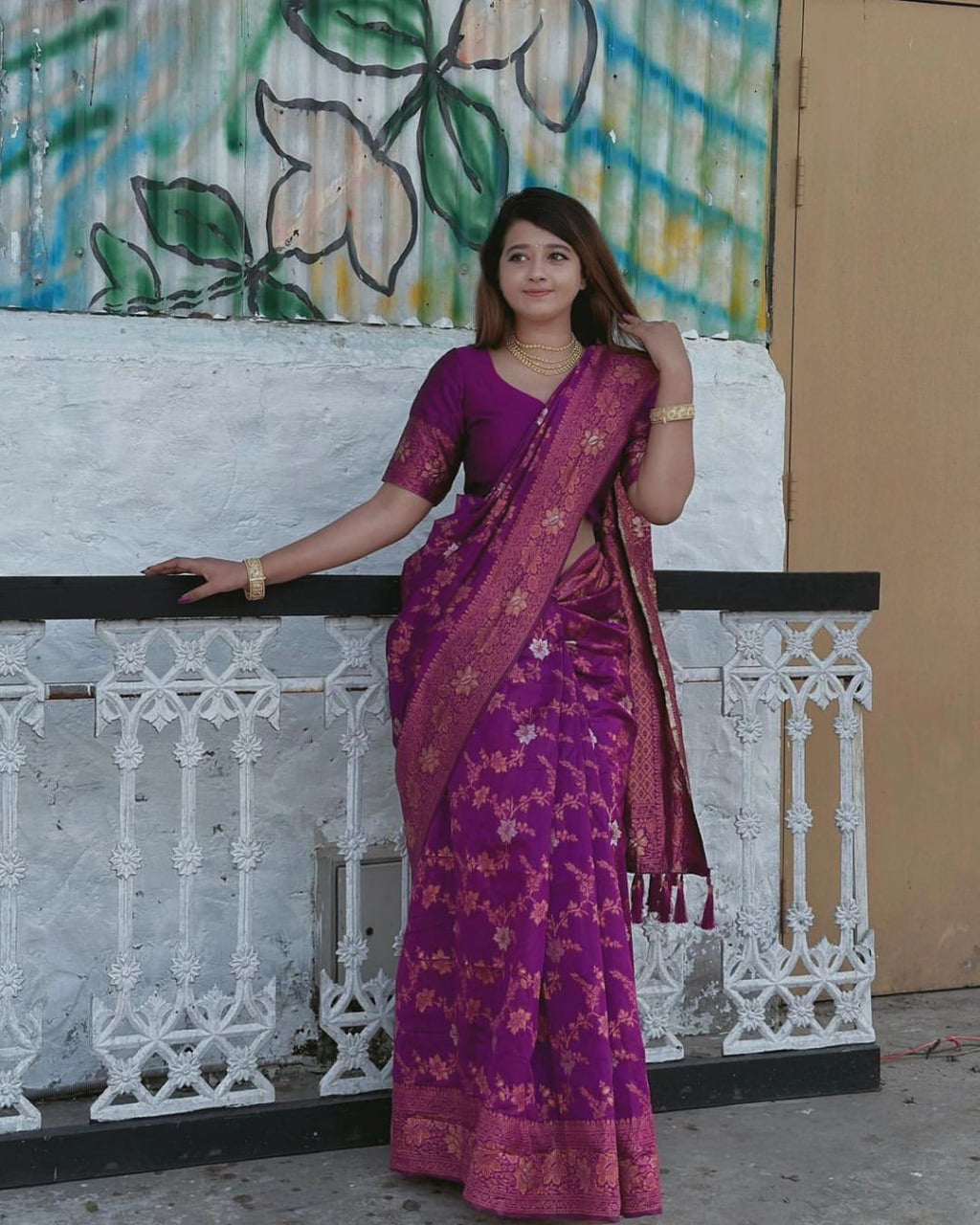 Majestic Charm Banarasi Silk Saree with Copper Zari