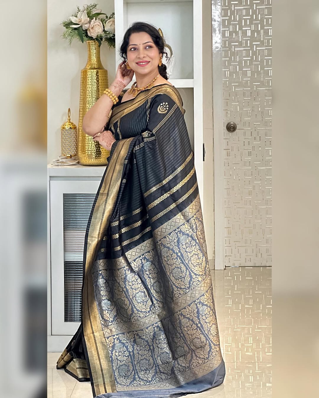 Regal Essence Banarasi Soft Silk Saree with Gold Zari