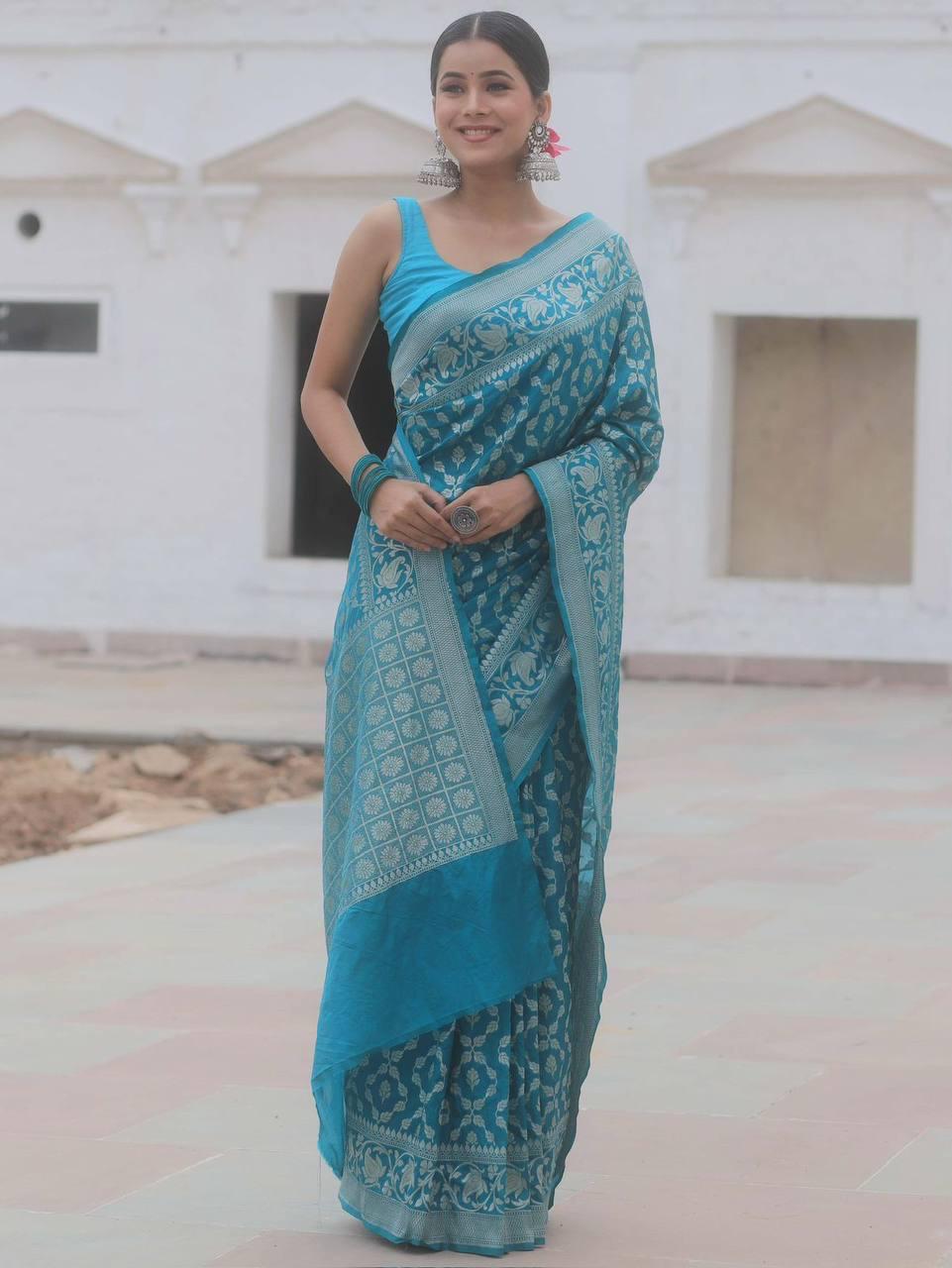 Royal Radiance Banarasi Soft Silk Saree with Gold & Silver Zari Weaving – Colour 4